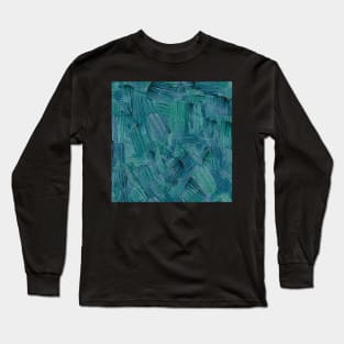 Green and Blue Brush Strokes Long Sleeve T-Shirt